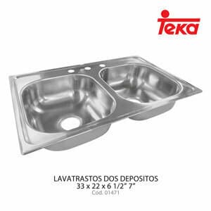 LAVAT 2 DEP. S/ALA 33X22X6 1/2"  7" TEKA