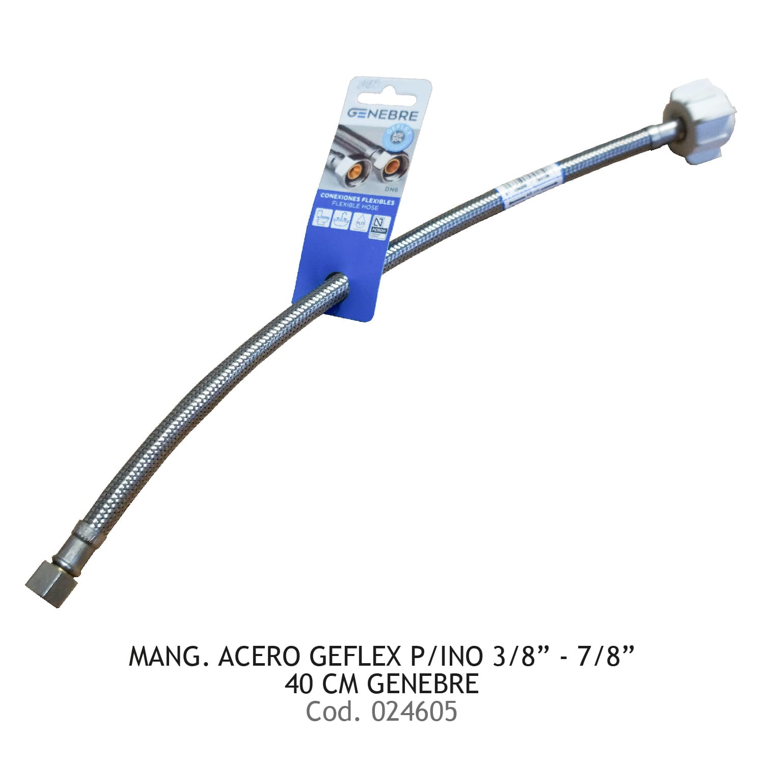 MANG. ACERO GEFLEX P/INODORO 3/8"-7/8" 40CM GENEBRE