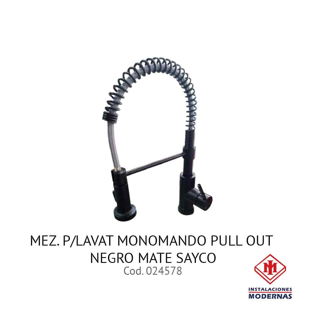 MEZ. P/LAVAT MONOMANDO PULL OUT NEGRO MATE SAYCO
