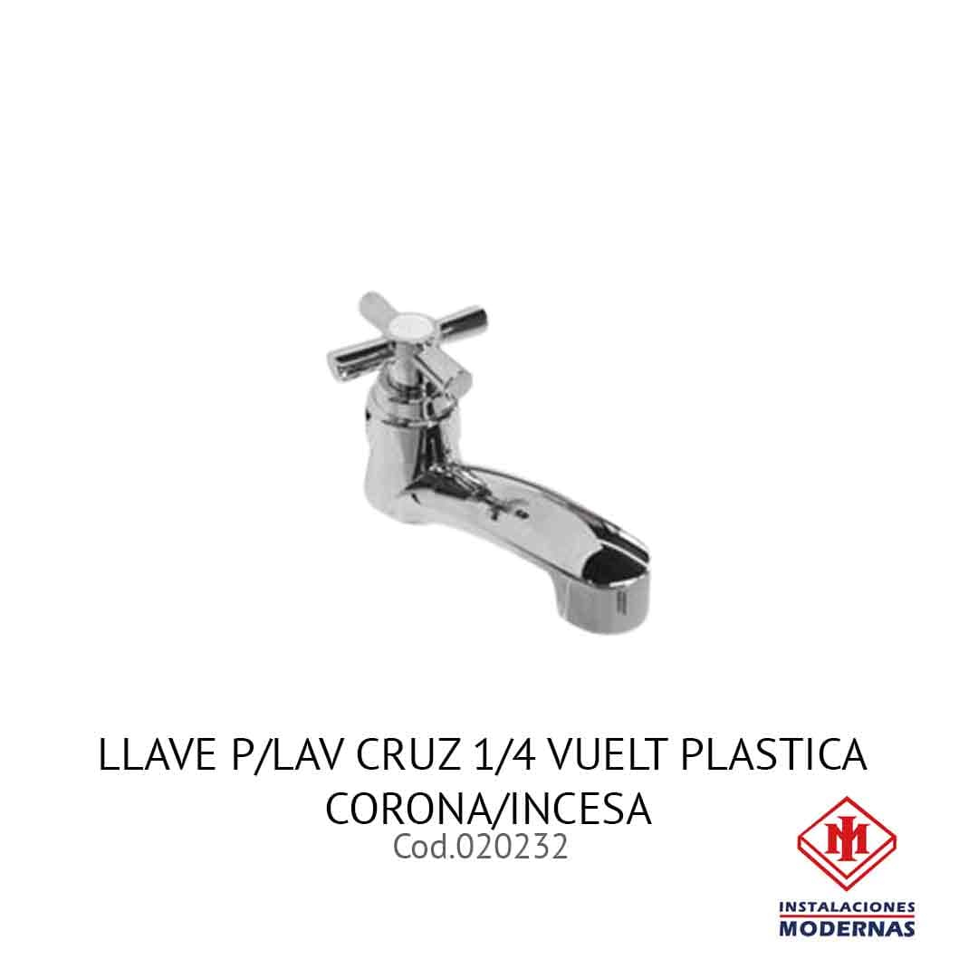 LLAVE P/Lavamanos CRUZ 1/4 VUELT PLASTICA CORONA/INCESA