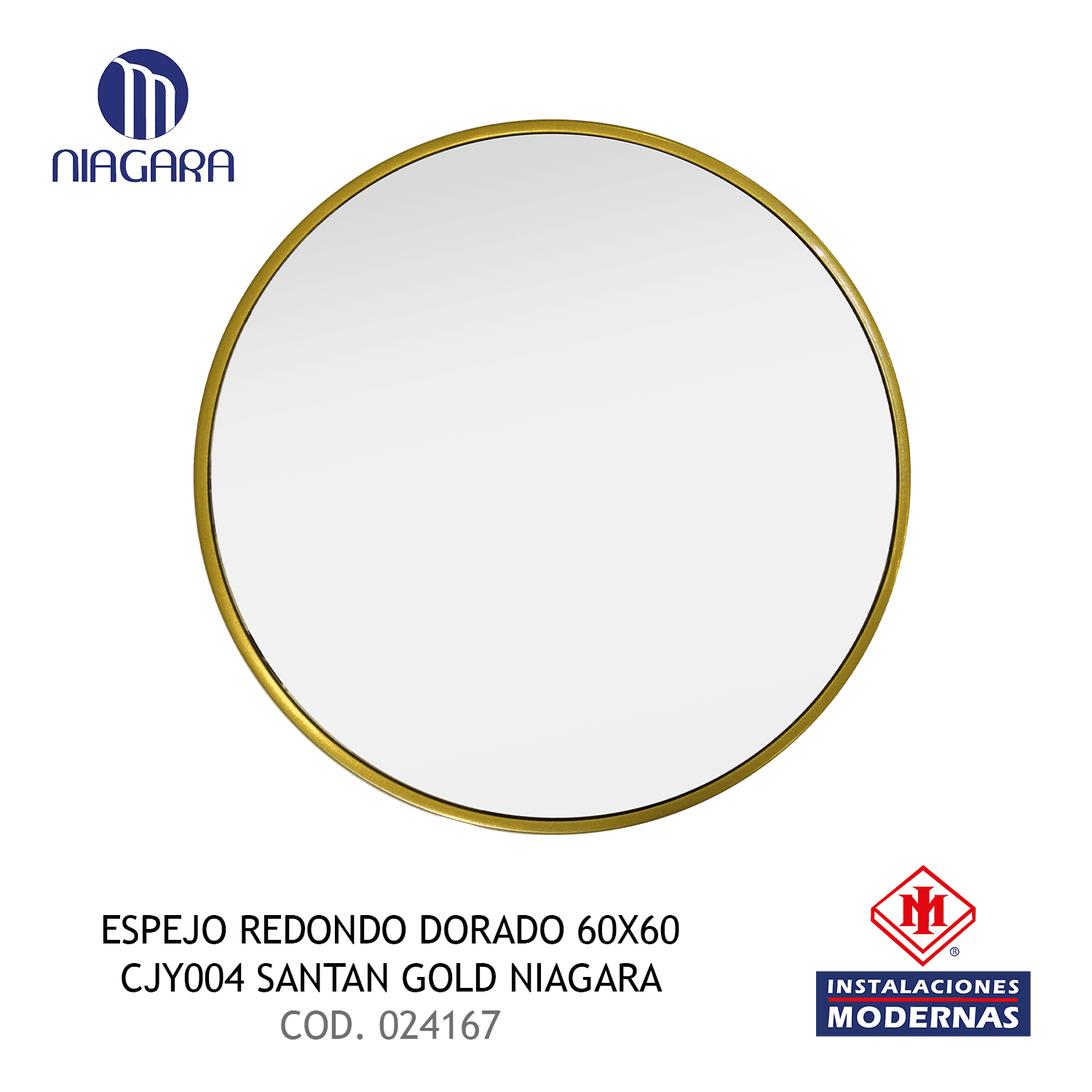 ESPEJO REDONDO DORADO 60X60 CJY004 SANTAN GOLD NIAGARA