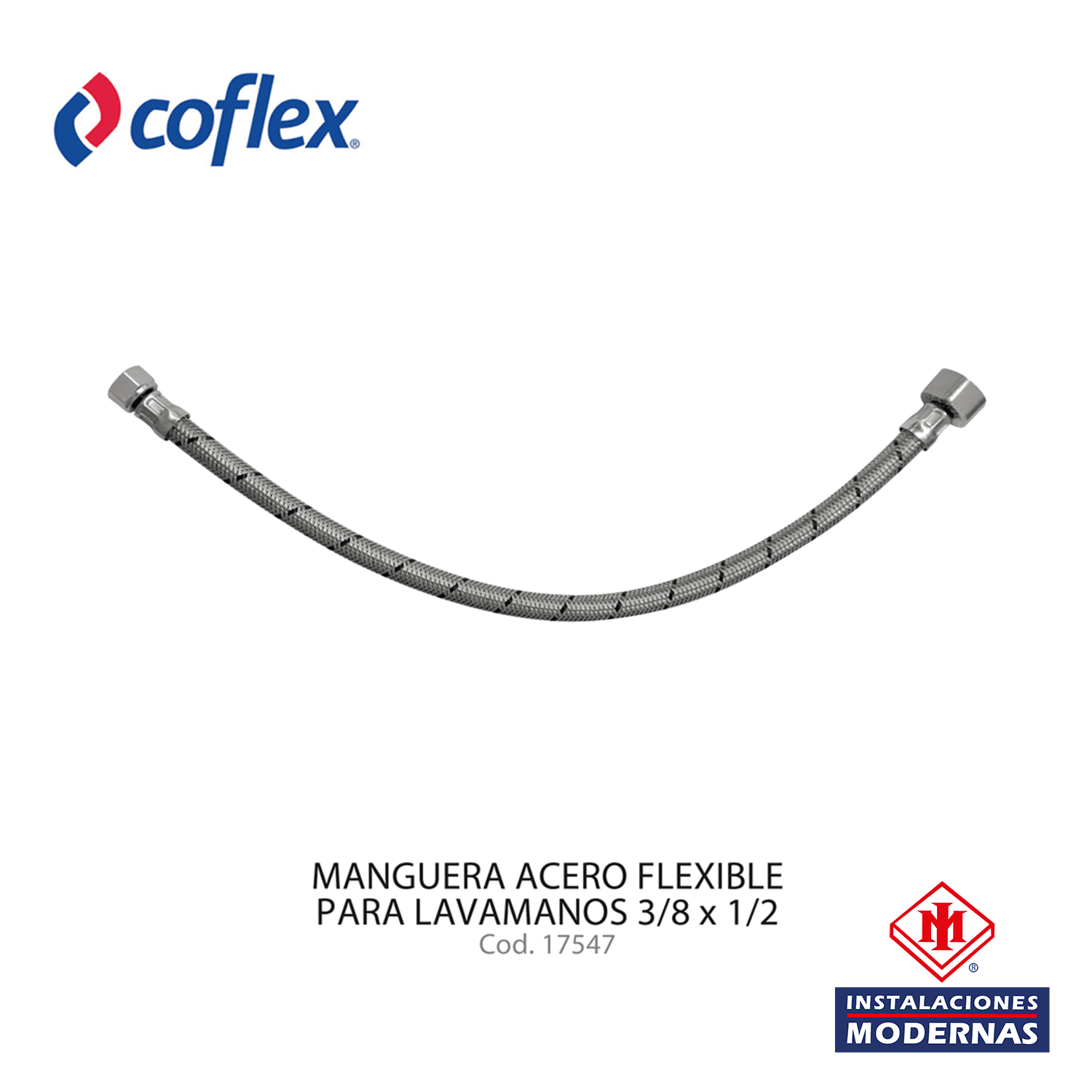 MANG AC. FLEXI 40CM 3/8 X 1/2 TUERS. METS. P/Lavamanos COFLEX
