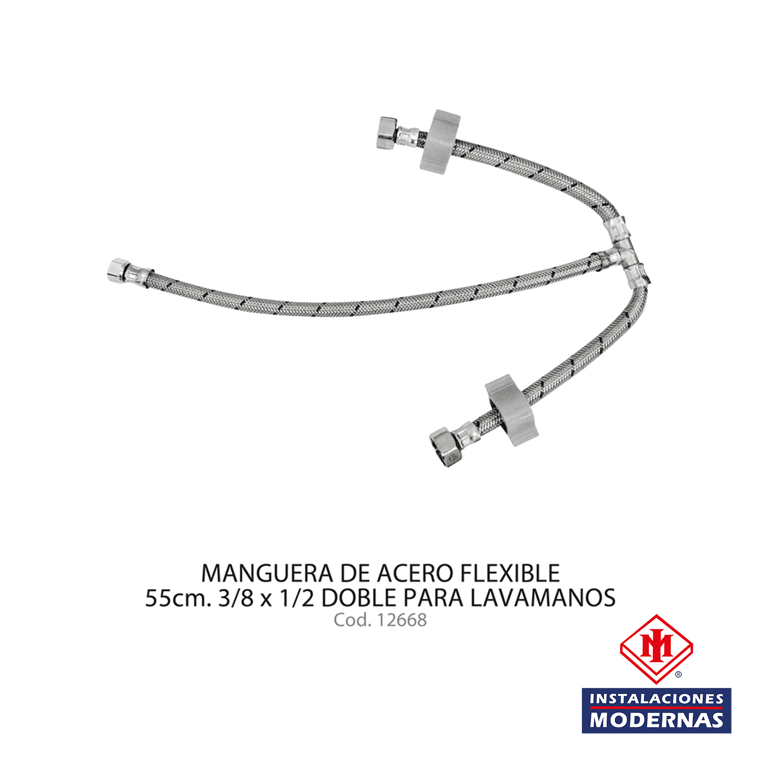 MANG ACERO FLEX 55CM 3/8X1/2.DOBLE P/LAVAM COFLEX