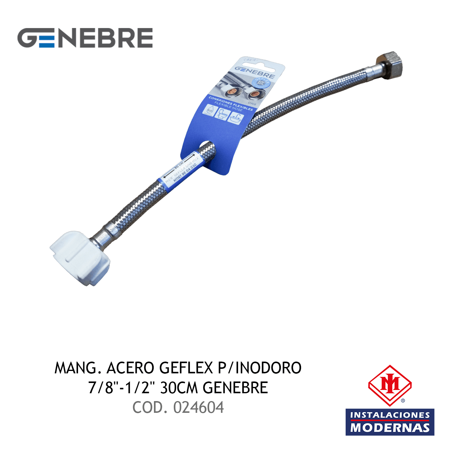 MANG. ACERO GEFLEX P/INODORO 7/8"-1/2" 30CM GENEBRE