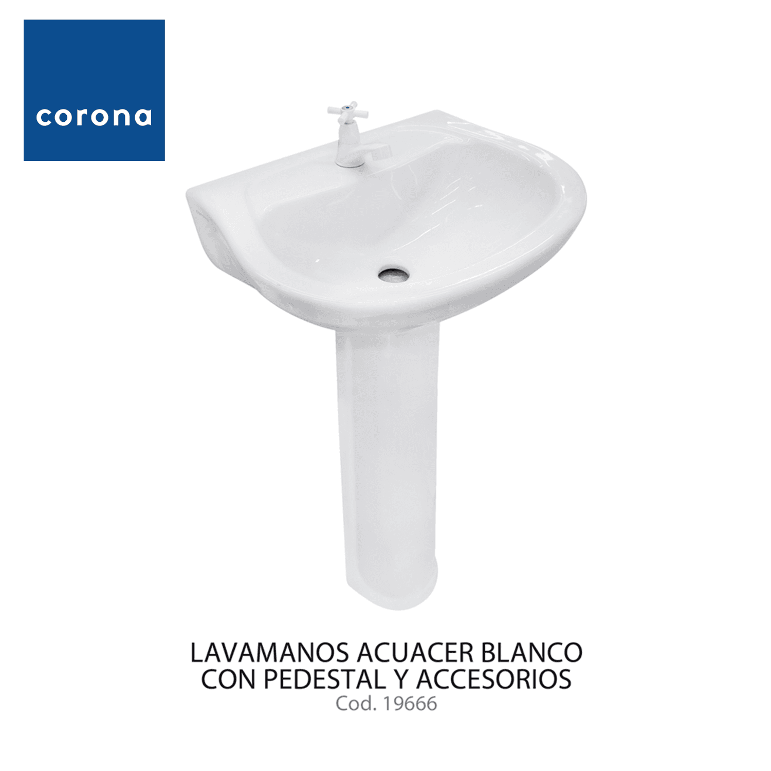 Lavamanos. ACUACER BL C/PED C/ACC CORONA