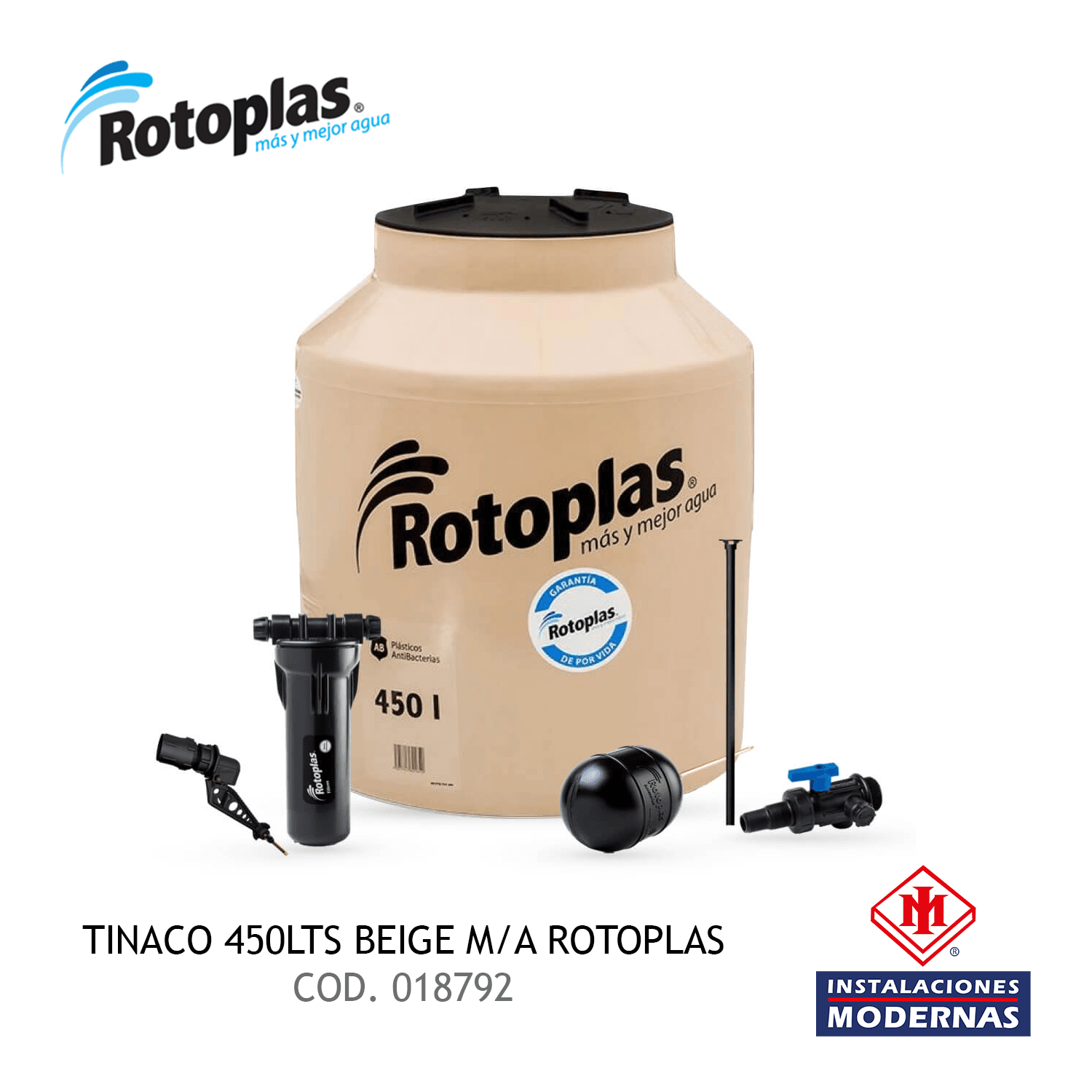 TINACO 450LTS BEIGE M/A ROTOPLAS