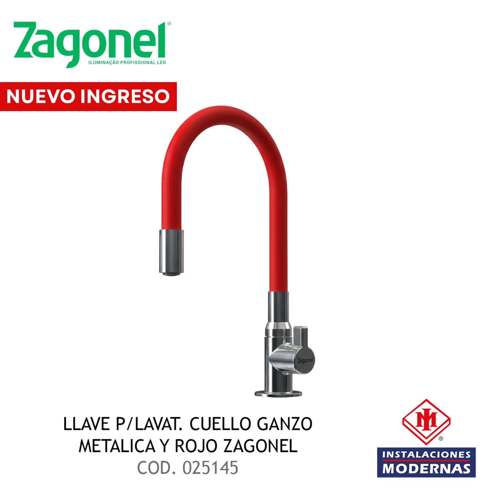 LLAVE P/LAVAT. CUELLO GANZO METALICA Y ROJO ZAGONEL