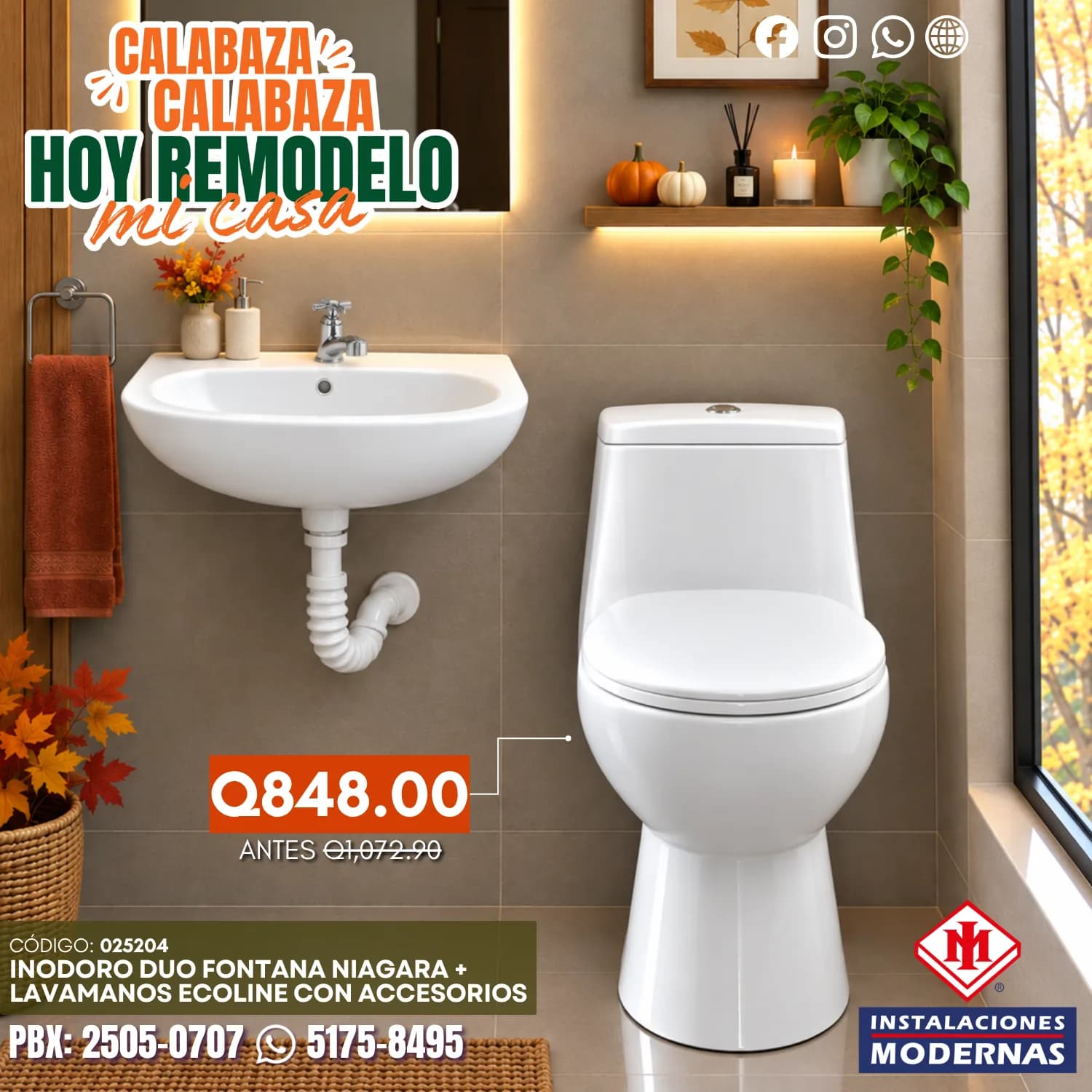 COMBO INODORO DUO FONTANA BL + Lavamanos ECOLINE II RED C/ACCS BL